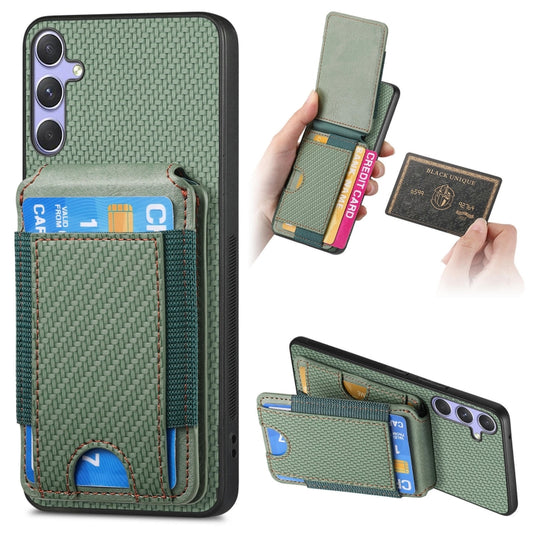 For Samsung Galaxy S25 5G Carbon Fiber Vertical Flip Wallet Stand Phone Case(Green) - Galaxy S25 5G Cases by PMC Jewellery | Online Shopping South Africa | PMC Jewellery | Buy Now Pay Later Mobicred