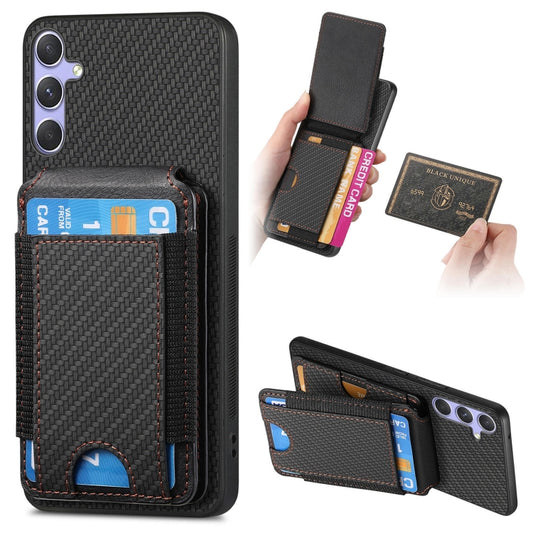 For Samsung Galaxy S25 Ultra 5G Carbon Fiber Vertical Flip Wallet Stand Phone Case(Black) - Galaxy S25 Ultra 5G Cases by PMC Jewellery | Online Shopping South Africa | PMC Jewellery | Buy Now Pay Later Mobicred