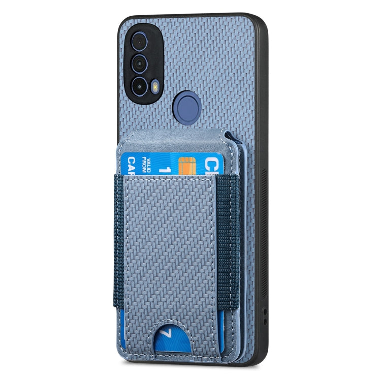 For Motorola Moto E20 / E30 Carbon Fiber Vertical Flip Wallet Stand Phone Case(Blue) - Motorola Cases by PMC TechLife | Online Shopping South Africa | PMC TechLife | Buy Now Pay Later Mobicred