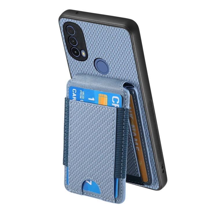 For Motorola Moto E20 / E30 Carbon Fiber Vertical Flip Wallet Stand Phone Case(Blue) - Motorola Cases by PMC TechLife | Online Shopping South Africa | PMC TechLife | Buy Now Pay Later Mobicred
