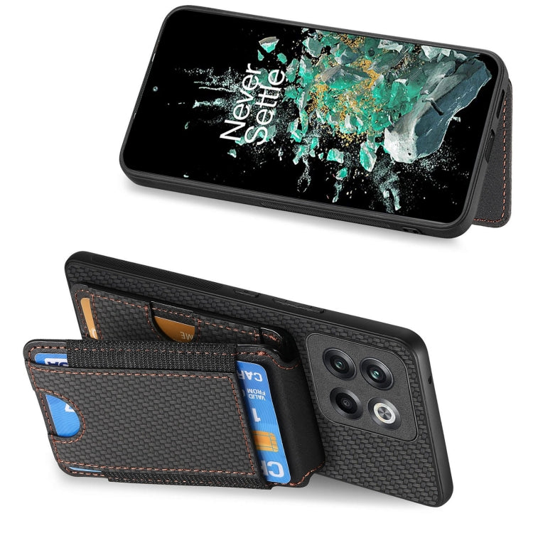 For OnePlus 12 5G Carbon Fiber Vertical Flip Wallet Stand Phone Case(Black) - OnePlus Cases by PMC TechLife | Online Shopping South Africa | PMC TechLife | Buy Now Pay Later Mobicred