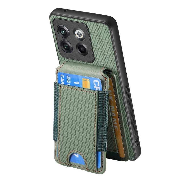 For OnePlus 12 5G Carbon Fiber Vertical Flip Wallet Stand Phone Case(Green) - OnePlus Cases by PMC TechLife | Online Shopping South Africa | PMC TechLife | Buy Now Pay Later Mobicred