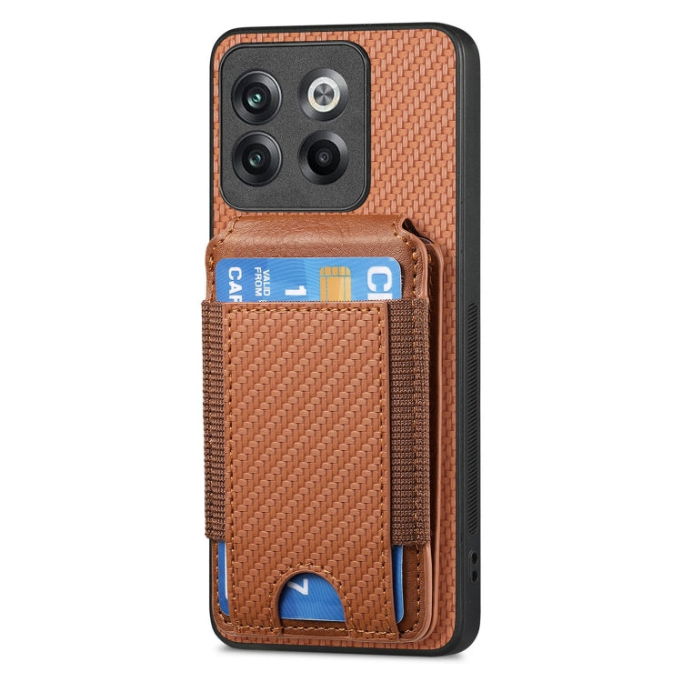 For OnePlus Nord CE3 Carbon Fiber Vertical Flip Wallet Stand Phone Case(Brown) - OnePlus Cases by PMC TechLife | Online Shopping South Africa | PMC TechLife | Buy Now Pay Later Mobicred