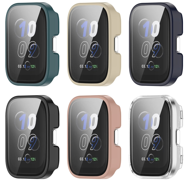 For Amazfit bip5 Unity PC + Tempered Glass Film Integrated Watch Protective Case(Black) - Watch Cases by PMC TechLife | Online Shopping South Africa | PMC TechLife | Buy Now Pay Later Mobicred