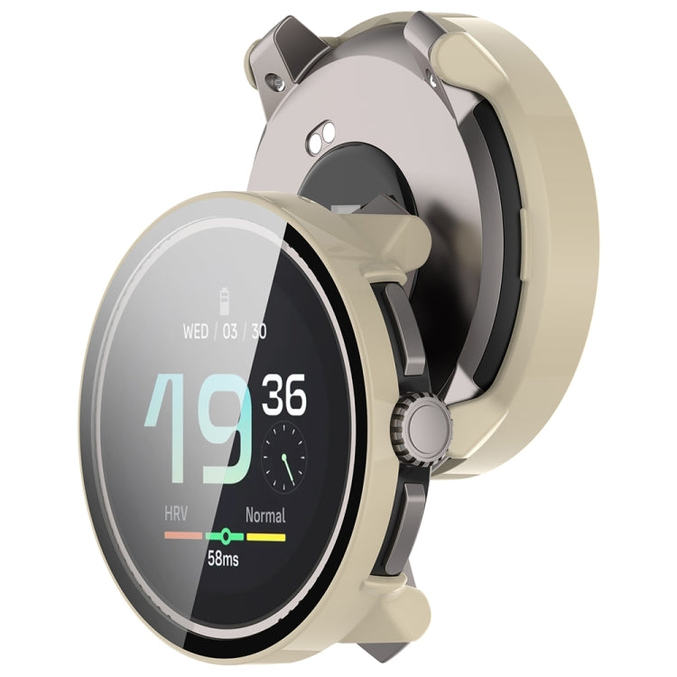 For Suunto Race PC + Tempered Glass Film Integrated Watch Protective Case(Ivory White) - Watch Case by PMC TechLife | Online Shopping South Africa | PMC TechLife | Buy Now Pay Later Mobicred
