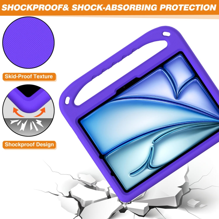 For iPad Air 11 2025 / 2024 / Pro 11 2024 Handle EVA Shockproof Tablet Case with Holder(Purple) - free shipping - PMC TechLife - Order now!