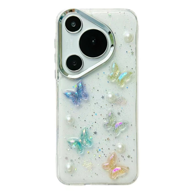 For Huawei Pura 70 3D Colorful Crystal Butterfly TPU Phone Case(Butterfly Pearl) - Huawei Cases by PMC Jewellery | Online Shopping South Africa | PMC Jewellery | Buy Now Pay Later Mobicred