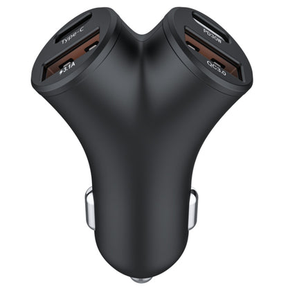 A2 2 USB + 2 Type-C Phone Fast Charging Power Adapter 78W Y-Shaped Car Charger(Black) - Car Charger by PMC Jewellery | Online Shopping South Africa | PMC Jewellery | Buy Now Pay Later Mobicred