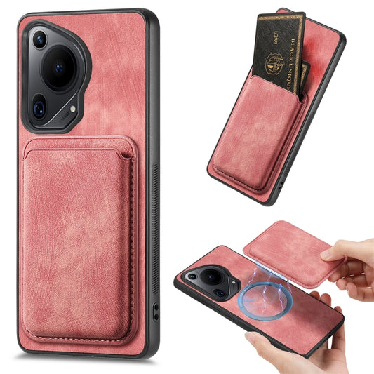 For Huawei Pura 70 Retro Leather Card Bag Magnetic Phone Case(Pink) - Huawei Cases by PMC Jewellery | Online Shopping South Africa | PMC Jewellery | Buy Now Pay Later Mobicred