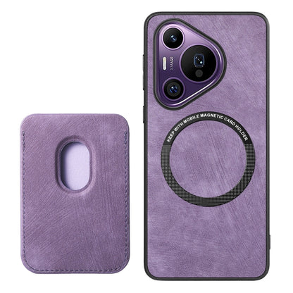 For Huawei Pura 70 Pro Retro Leather Card Bag Magnetic Phone Case(Purple) - Huawei Cases by PMC Jewellery | Online Shopping South Africa | PMC Jewellery | Buy Now Pay Later Mobicred