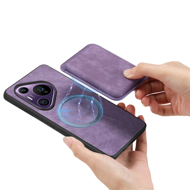 For Huawei Pura 70 Pro Retro Leather Card Bag Magnetic Phone Case(Purple) - Huawei Cases by PMC Jewellery | Online Shopping South Africa | PMC Jewellery | Buy Now Pay Later Mobicred