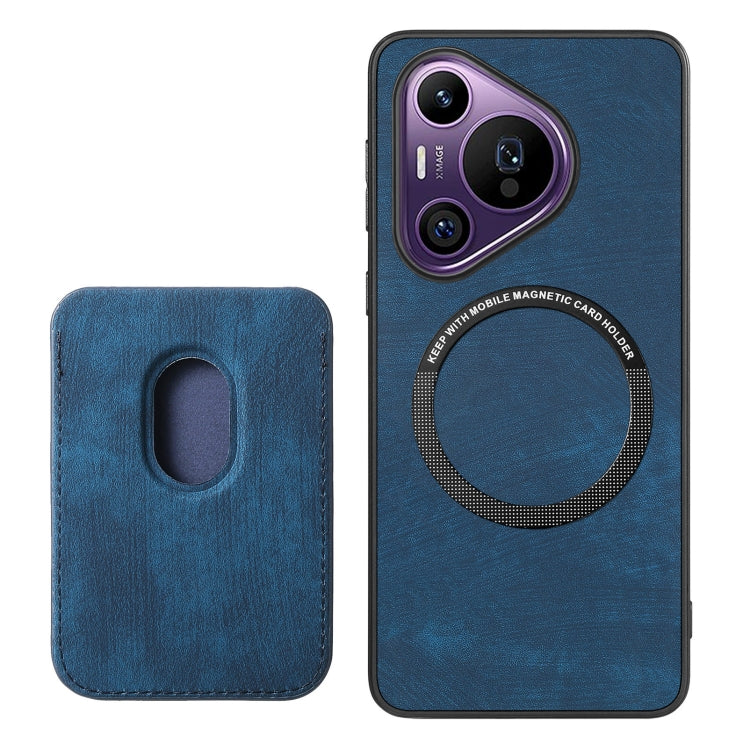 For Huawei Pura 70 Pro+ Retro Leather Card Bag Magnetic Phone Case(Blue) - Huawei Cases by PMC Jewellery | Online Shopping South Africa | PMC Jewellery | Buy Now Pay Later Mobicred