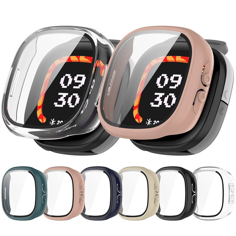 For Fitbit Ace LTE  PC + Tempered Glass Film Integrated Watch Protective Case(Transparent White) - Watch Cases by PMC TechLife | Online Shopping South Africa | PMC TechLife | Buy Now Pay Later Mobicred