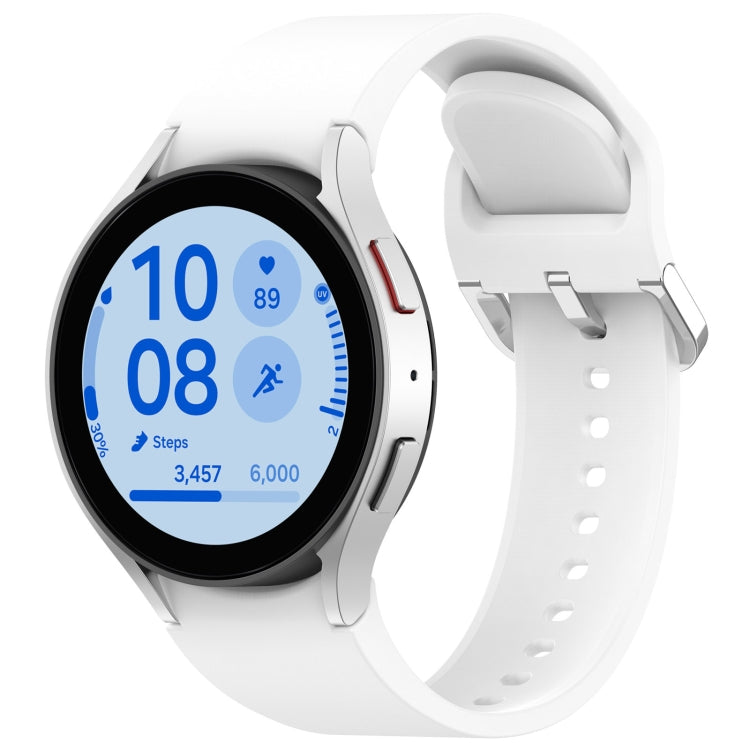 For Samsung Galaxy Watch7 40 / 44mm Solid Color Silver Buckle Quick Release Silicone Watch Band(White) - free shipping - PMC TechLife - Order now!