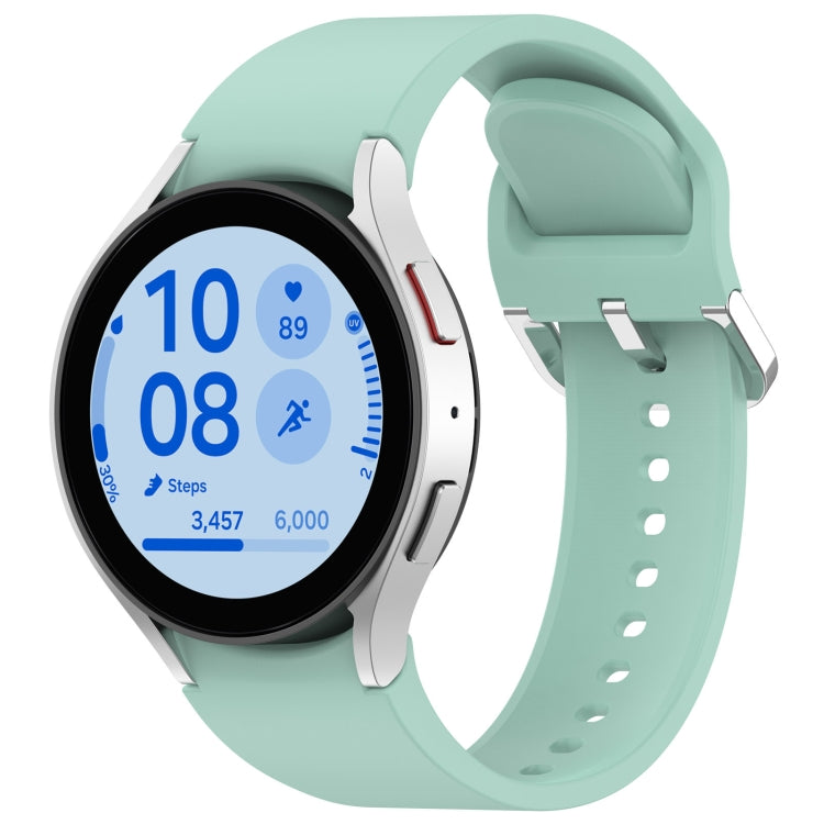 For Samsung Galaxy Watch FE 40mm Solid Color Silver Buckle Quick Release Silicone Watch Band(Light Green) - free shipping - PMC TechLife - Order now!