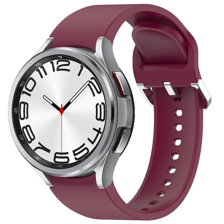 For Samsung Galaxy Watch 6 Classic 47mm Solid Color Silver Buckle Quick Release Silicone Watch Band(Wine Red) - free shipping - PMC TechLife - Order now!