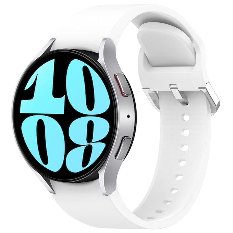 For Samsung Galaxy Watch 6 44mm Solid Color Silver Buckle Quick Release Silicone Watch Band(White) - free shipping - PMC TechLife - Order now!