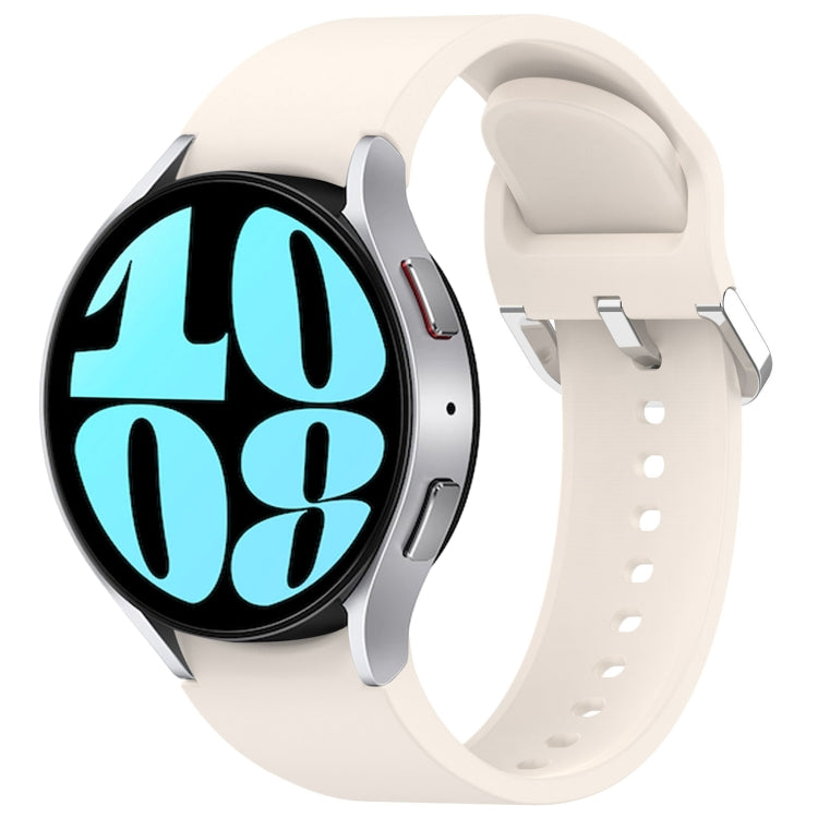 For Samsung Galaxy Watch 6 44mm Solid Color Silver Buckle Quick Release Silicone Watch Band(Starlight) - free shipping - PMC TechLife - Order now!
