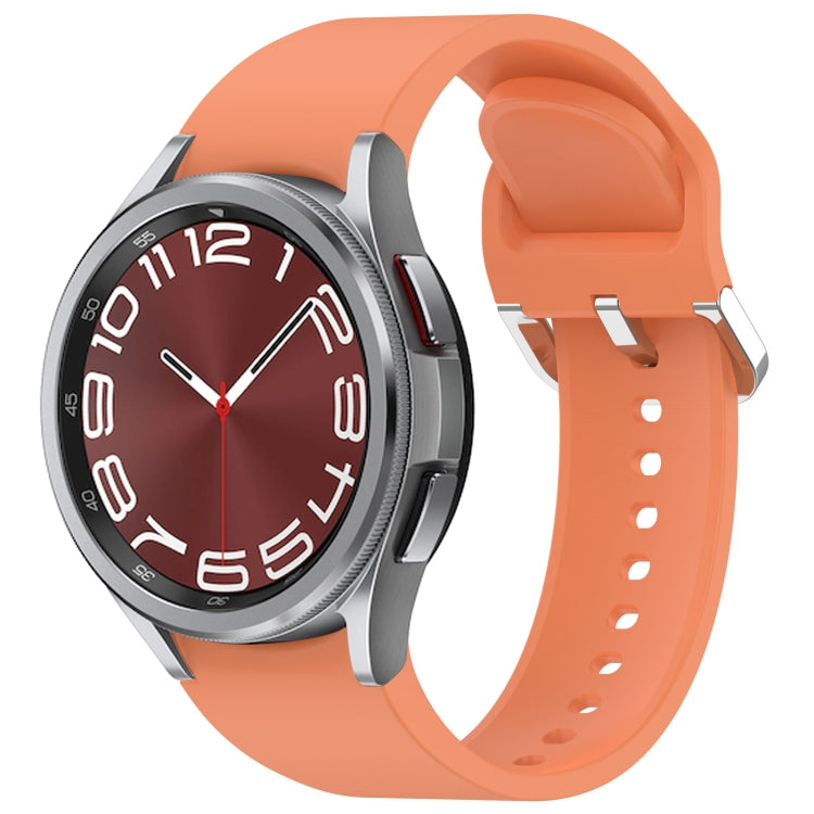 For Samsung Galaxy Watch 6 Classic 43mm Solid Color Silver Buckle Quick Release Silicone Watch Band(Orange) - free shipping - PMC TechLife - Order now!