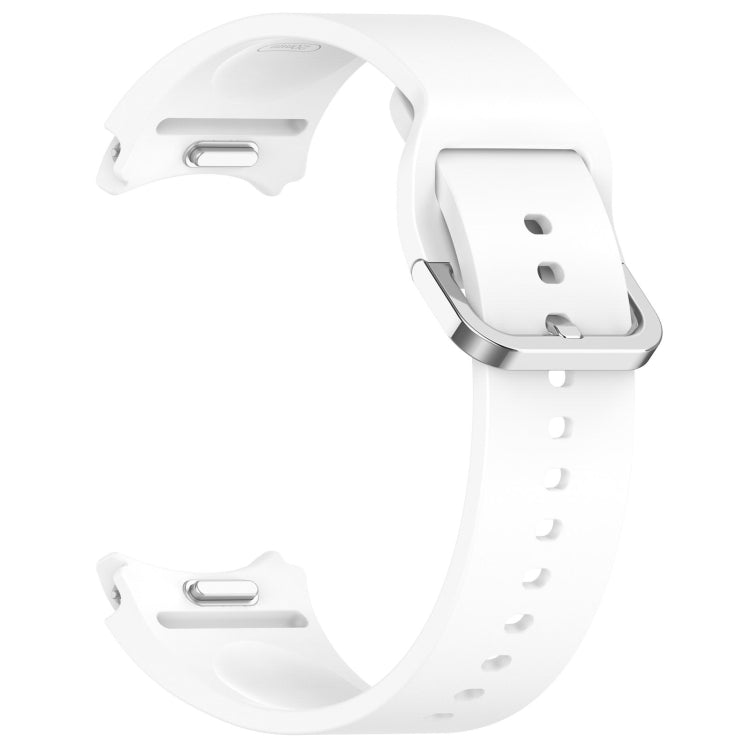 For Samsung Galaxy Watch 5 Pro  45mm Solid Color Silver Buckle Quick Release Silicone Watch Band(White) - free shipping - PMC TechLife - Order now!