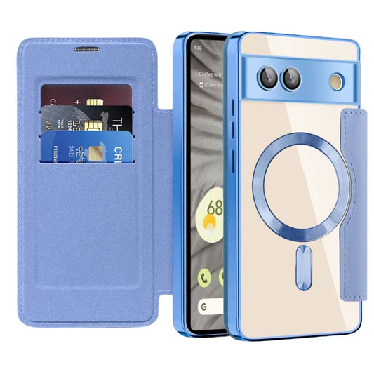 For Google  Pixel 8a Shield Magsafe RFID Anti-theft Rhombus Leather Phone Case(Sierra Blue) - Google Cases by PMC Jewellery | Online Shopping South Africa | PMC Jewellery | Buy Now Pay Later Mobicred