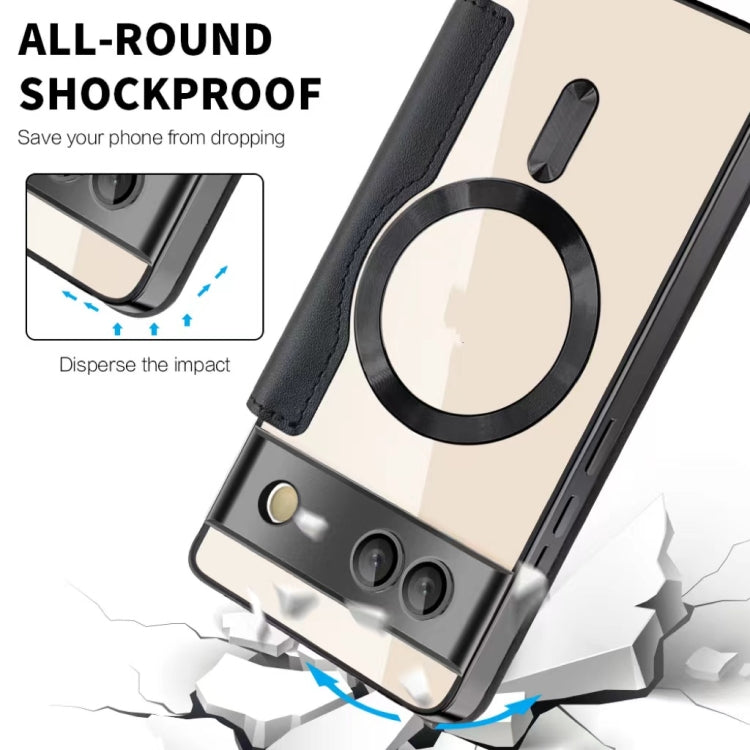 For Google  Pixel 8a Shield Magsafe RFID Anti-theft Rhombus Leather Phone Case(Brown) - free shipping - PMC TechLife - Order now!