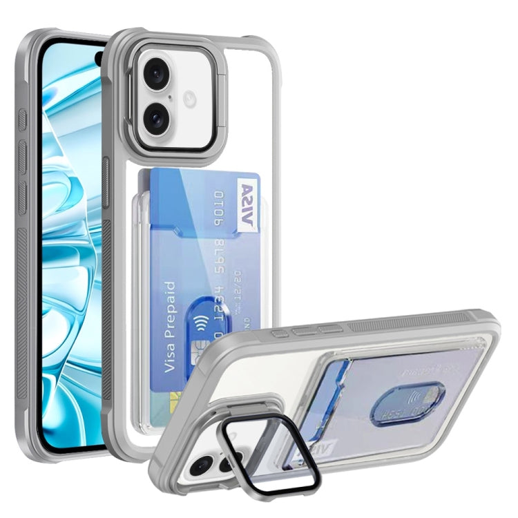 For iPhone 16 Card Bag Holder Acrylic Hybrid TPU Phone Case(White) - iPhone 16 Cases by PMC Jewellery | Online Shopping South Africa | PMC Jewellery | Buy Now Pay Later Mobicred