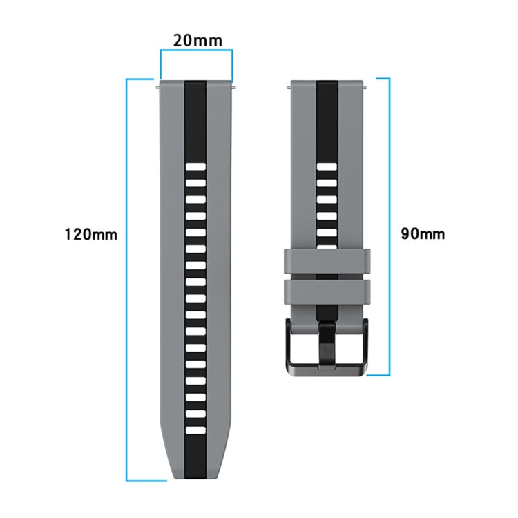For Amazfit Active 20mm Two-Color Sports Silicone Watch Band(White+Black) - free shipping - PMC TechLife - Order now!