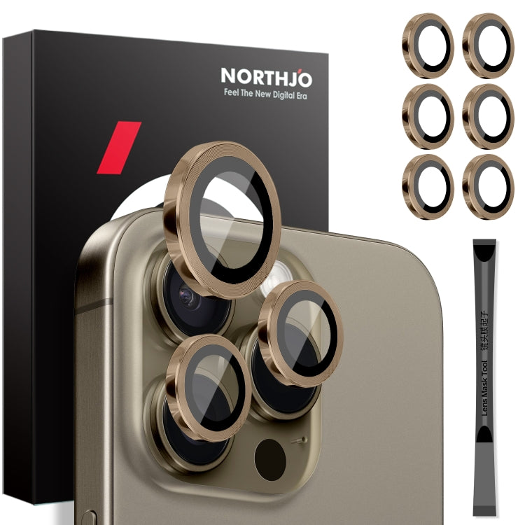 For iPhone 16 Pro / Pro Max NORTHJO 2 Sets 6pcs Camera Lens Protector Cover Metal Ring Film(Brown) - iPhone 16 Pro Max Tempered Glass by NORTHJO | Online Shopping South Africa | PMC Jewellery | Buy Now Pay Later Mobicred