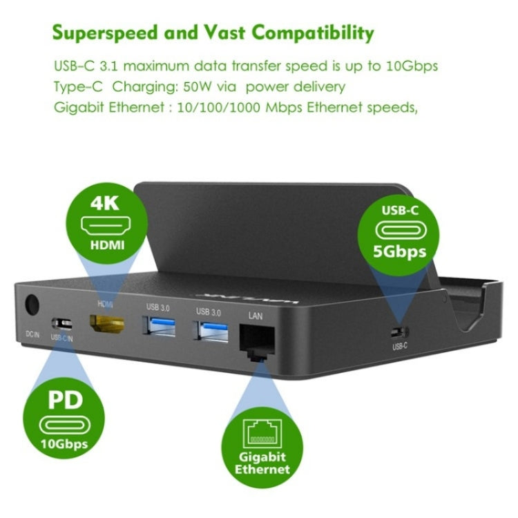 WAVLINK UHP3D01G Gigabit Ethernet USB 3.0 Multi-Function HUB 4K HD Docking Station(EU Plug) - free shipping - PMC Jewellery - Order now!