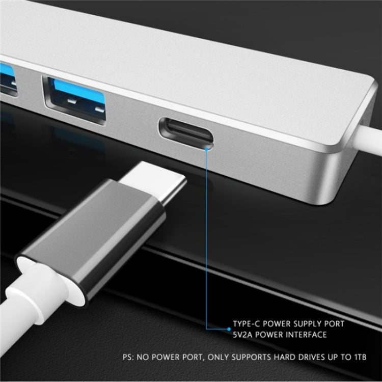 ADS-301C USB-C / Type-C to USB-C + USB 3.0 + 3 x USB 2.0 Expander HUB(Silver) - USB HUB by PMC TechLife | Online Shopping South Africa | PMC TechLife | Buy Now Pay Later Mobicred