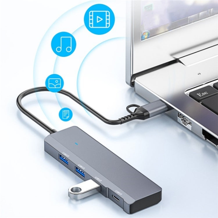ADS-309D USB / Type-C to 3  x USB 3.0 + Type-C Data Port Expansion Hub Adapter - USB 3.0 HUB by PMC Jewellery | Online Shopping South Africa | PMC Jewellery | Buy Now Pay Later Mobicred