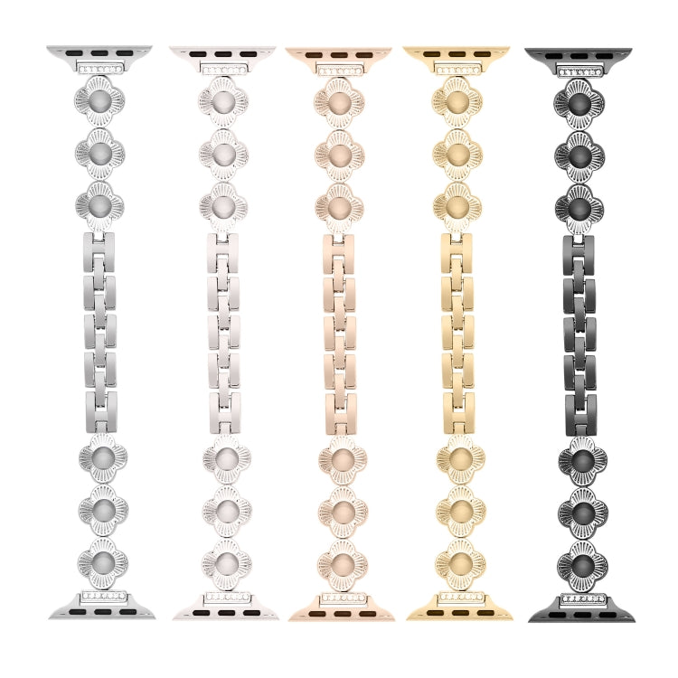 For Apple Watch Series 8 41mm Four Leaf Clover Quick-Release Metal Chain Watch Band(Silver) - free shipping - PMC TechLife - Order now!