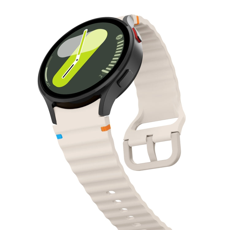 For Samsung Galaxy Watch 7 40 / 44mm Wave Pattern Stitched Silicone Watch Band(Starlight) - free shipping - PMC TechLife - Order now!