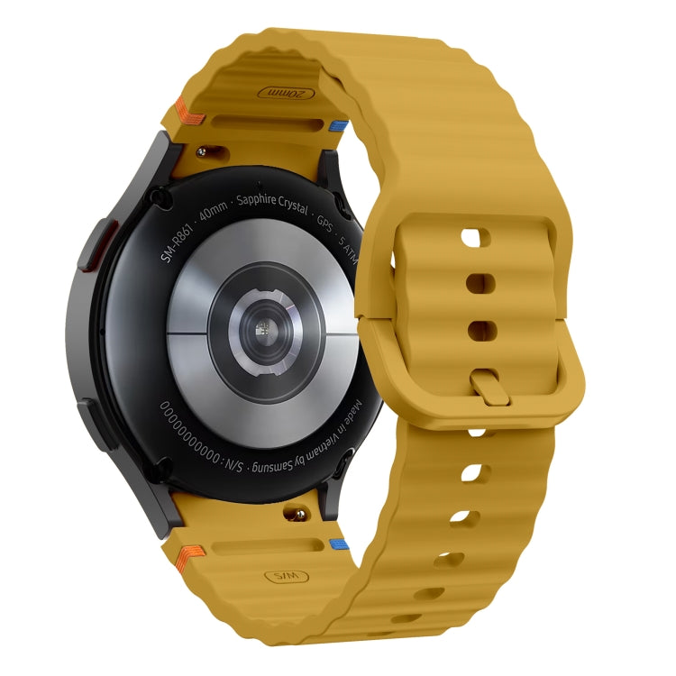 For Samsung Galaxy Watch 7 40 / 44mm Wave Pattern Stitched Silicone Watch Band(Yellow) - free shipping - PMC TechLife - Order now!