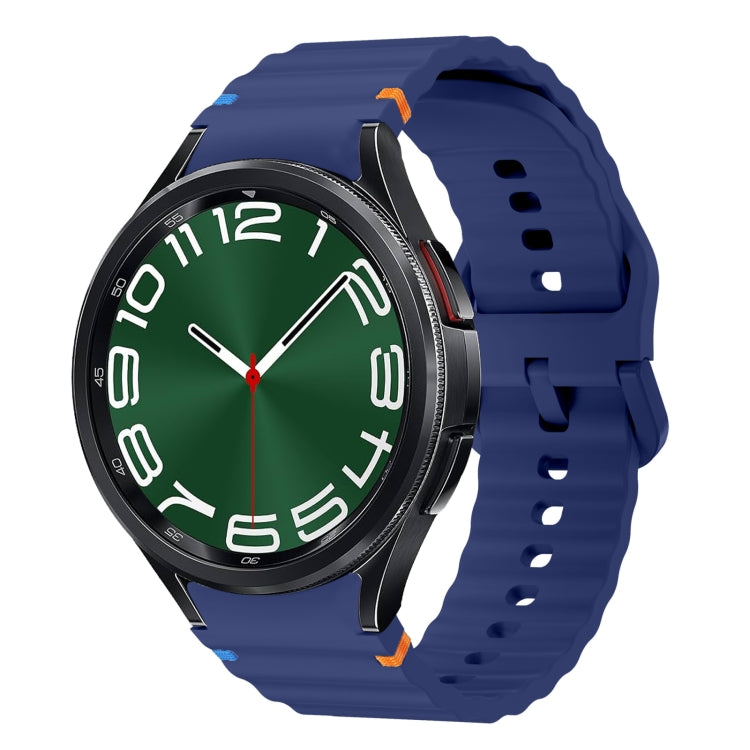 For Samsung Galaxy Watch 6 Classic Wave Pattern Stitched Silicone Watch Band(Dark Blue) - free shipping - PMC TechLife - Order now!