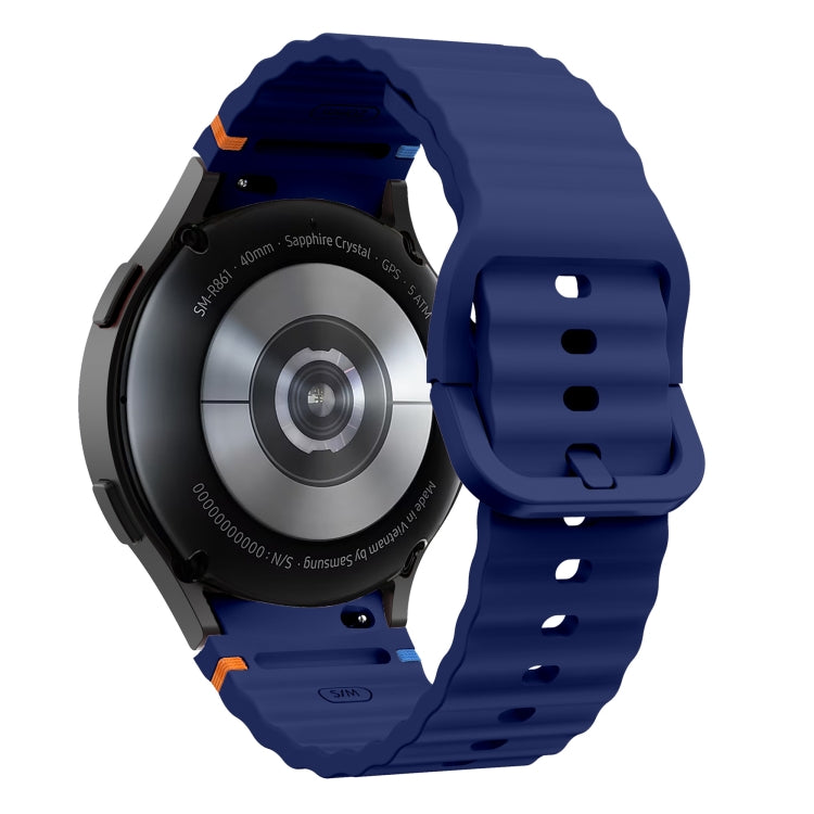 For Samsung Galaxy Watch 6 Classic Wave Pattern Stitched Silicone Watch Band(Dark Blue) - free shipping - PMC TechLife - Order now!