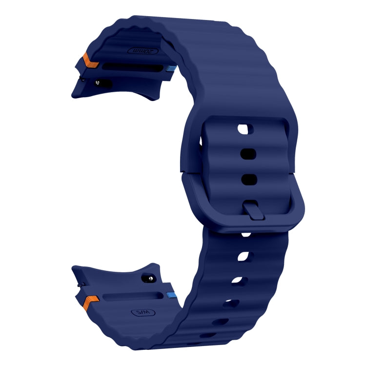 For Samsung Galaxy Watch 6 Classic Wave Pattern Stitched Silicone Watch Band(Dark Blue) - free shipping - PMC TechLife - Order now!
