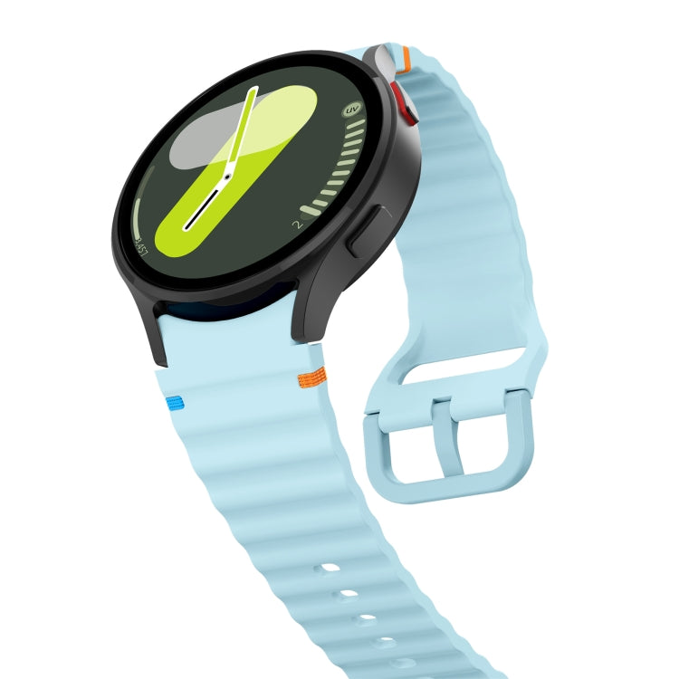 For Samsung Galaxy Watch 6 40 / 44mm Wave Pattern Stitched Silicone Watch Band(Light Blue) - free shipping - PMC TechLife - Order now!
