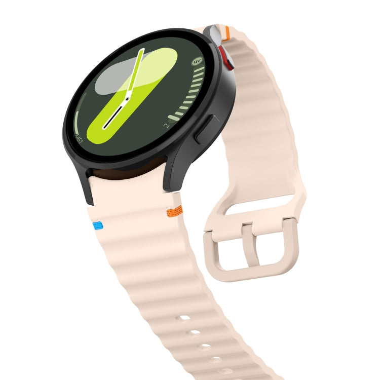 For Samsung Galaxy Watch 6 40 / 44mm Wave Pattern Stitched Silicone Watch Band(Pink) - free shipping - PMC TechLife - Order now!