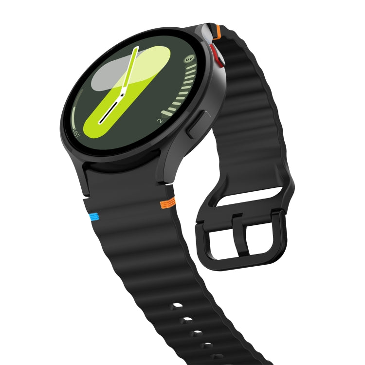 For Samsung Galaxy Watch 5 Pro Wave Pattern Stitched Silicone Watch Band(Black) - free shipping - PMC TechLife - Order now!
