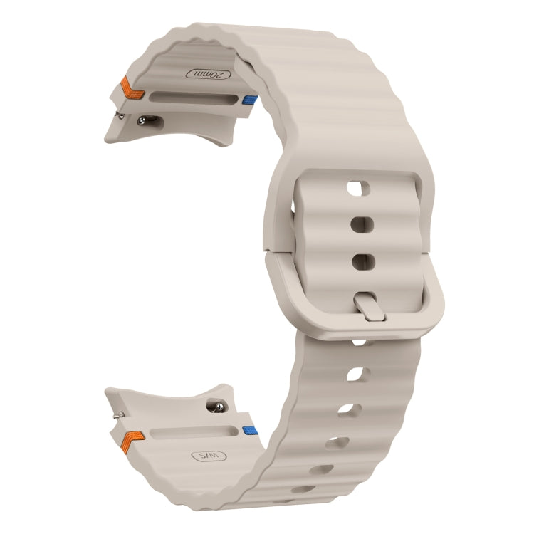 For Samsung Galaxy Watch 4 40 / 44mm Wave Pattern Stitched Silicone Watch Band(Starlight) - free shipping - PMC TechLife - Order now!