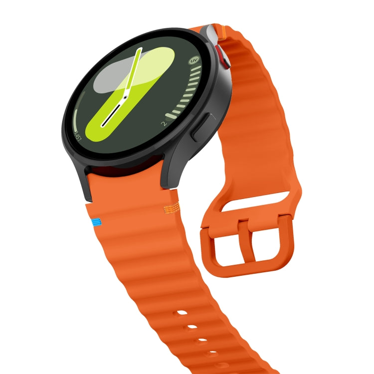 For Samsung Galaxy Watch 4 40 / 44mm Wave Pattern Stitched Silicone Watch Band(Orange) - free shipping - PMC TechLife - Order now!