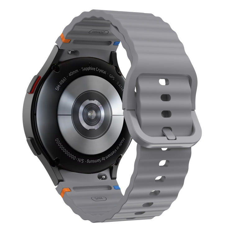 For Samsung Galaxy Watch 4 Classic 42 / 46mm Wave Pattern Stitched Silicone Watch Band(Dark Gray) - free shipping - PMC TechLife - Order now!