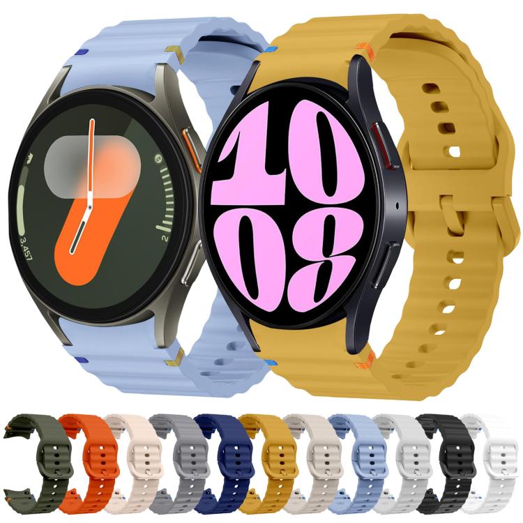 For Samsung Galaxy Watch 4 Classic 42 / 46mm Wave Pattern Stitched Silicone Watch Band(Orange) - free shipping - PMC TechLife - Order now!