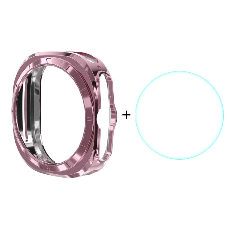 For Samsung Galaxy Watch Ultra 47mm ENKAY Hat-Prince Electroplated Soft TPU Case + 0.2mm 9H Glass Screen Protector(Pink) - Watch Cases by ENKAY | Online Shopping South Africa | PMC Jewellery | Buy Now Pay Later Mobicred