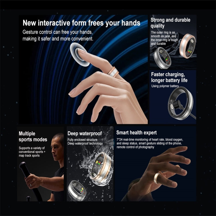 R18 SIZE 9 Smart Ring, Support Heart Rate / Blood Oxygen / Sleep/ Multiple Sports Modes(Gold) - Smart Rings / Smart Telephones by PMC TechLife | Online Shopping South Africa | PMC TechLife | Buy Now Pay Later Mobicred