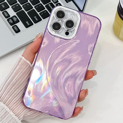 For iPhone 16 Pro Plating Glitter Texture TPU Phone Case with Lens Film(Purple Feather Yarn) - iPhone 16 Pro Cases by PMC Jewellery | Online Shopping South Africa | PMC Jewellery | Buy Now Pay Later Mobicred