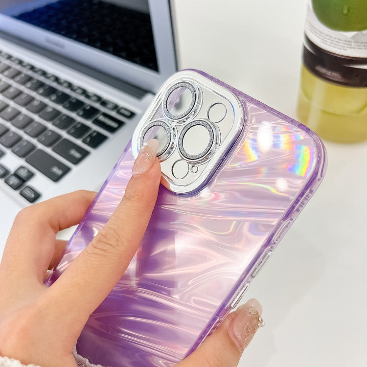 For iPhone 16 Pro Max Plating Glitter Texture TPU Phone Case with Lens Film(White Water Ripples) - iPhone 16 Pro Max Cases by PMC TechLife | Online Shopping South Africa | PMC TechLife | Buy Now Pay Later Mobicred