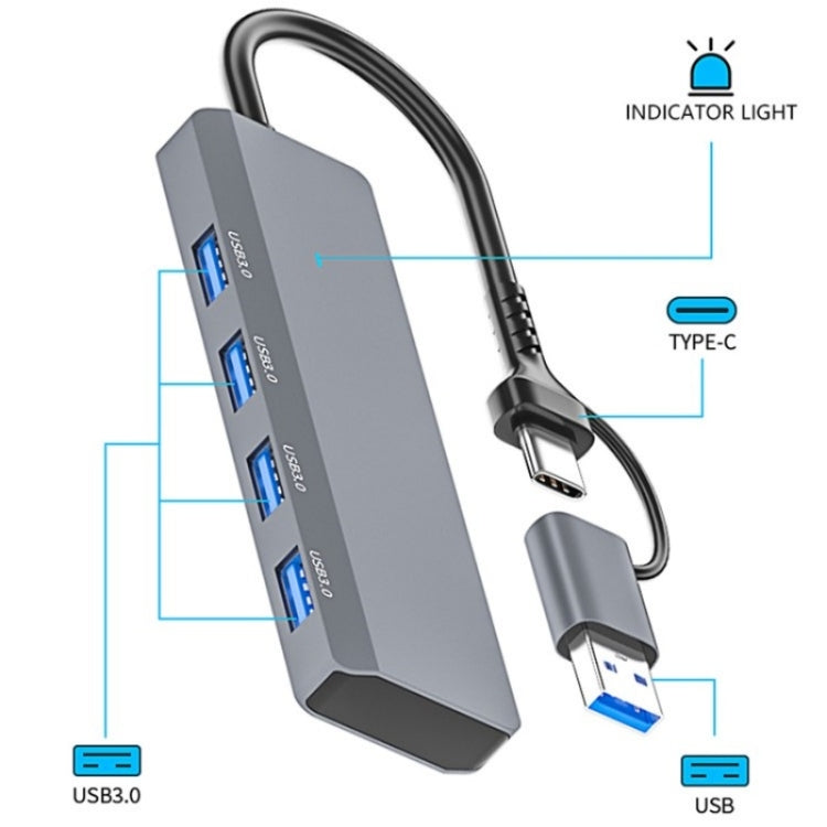 ADS-305D USB / Type-C to USB3.0 4-Ports USB HUB Computer Laptop Adapter Docking Station - USB 3.0 HUB by PMC Jewellery | Online Shopping South Africa | PMC Jewellery | Buy Now Pay Later Mobicred